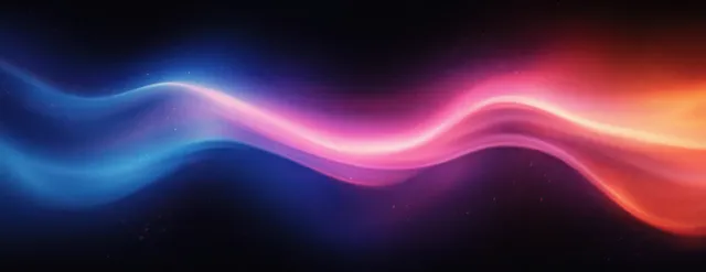 Neon wave gradient light streaks across a dark background with smooth color flow