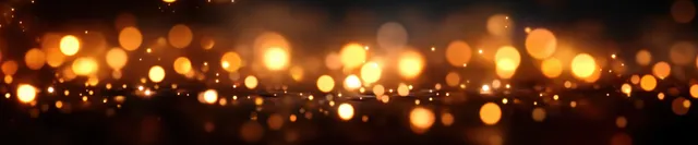 Warm golden bokeh lights glow softly across a dark horizontal festive background.