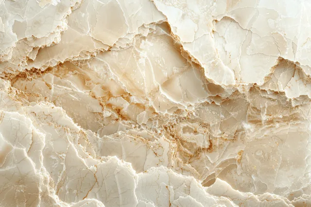 A beige marble wall surface with white veining and weathered crackle texture fills the frame.