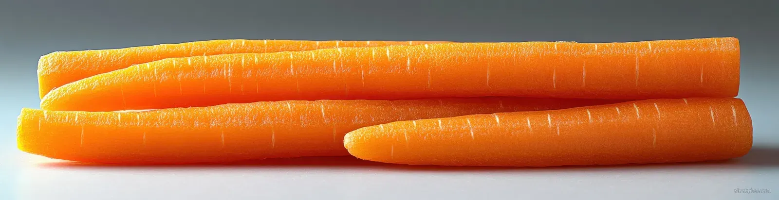 Fresh orange carrot sticks cut into segments are isolated on a white background in a close-up top view.