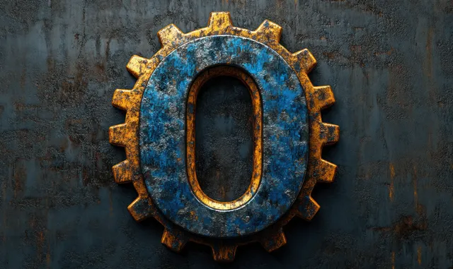 2025 New Year Industrial Template with Cogwheel Ornament and Blue Mechanical Backdrop
