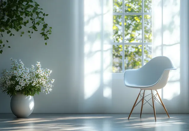 Young African American woman journaling in cozy home workspace with sunbeams through windows