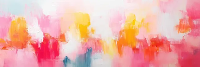 Abstract impressionist brushstrokes with pink yellow white texture, soft palette knife sweeps