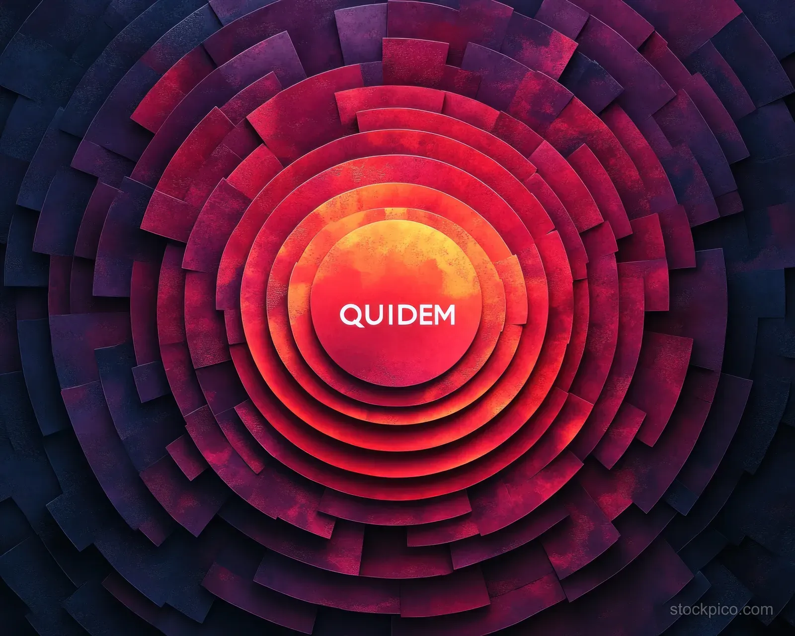 Glowing red concentric rings form a textured radial tunnel fading into dark purple layers around the center.