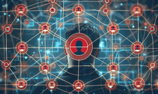 Team communication network with encrypted lock icons over digital community map