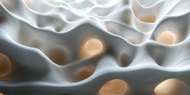 White Abstract Geometric Waves with Floating Rounded Shapes and Soft Shadow Depth