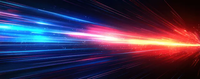 Colorful light speed trails streaking across a dark night background with neon glow