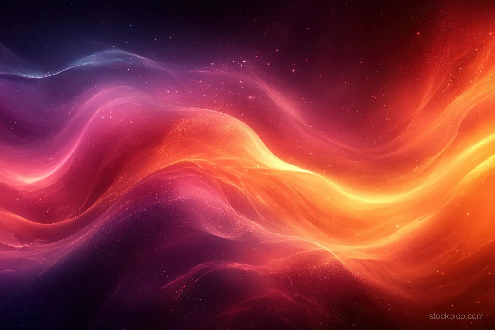 Abstract magenta and orange glowing wave-like gradient background with soft light trails and faint grain.
