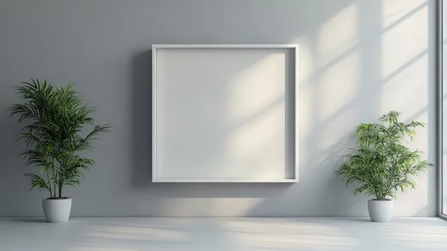 Open cardboard packaging mockup on a gray studio surface with potted plants and soft window light shadows.