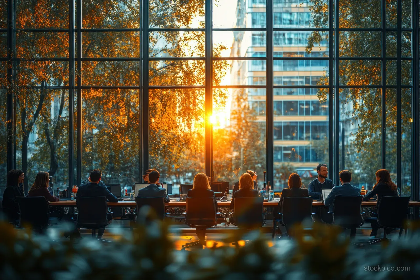 Cheerful Black businesswoman smiling while listening and writing in a notebook during a team meeting in a boardroom.