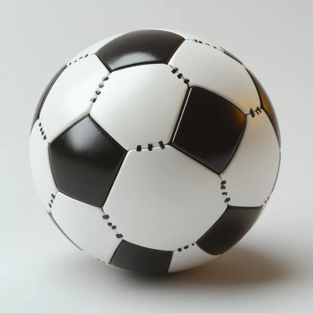 Classic leather soccer ball on white background with crisp stitching detail