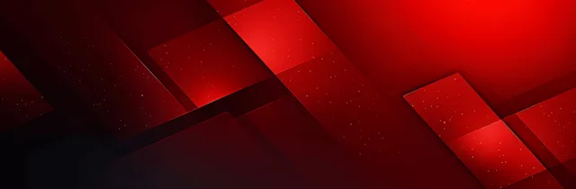 Dark red geometric banner with stacked diagonal polygon shapes and a glowing gradient center.