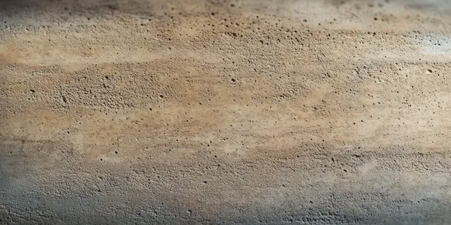 Close-up of weathered concrete wall texture with porous small holes and brown-to-gray gradient shading