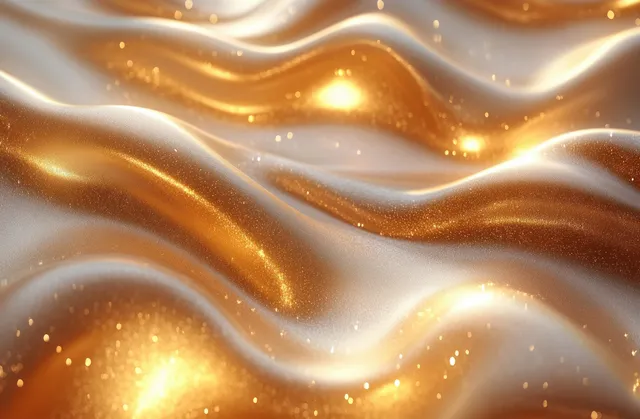 Golden textured abstract waves with sparkling dust and flowing line patterns