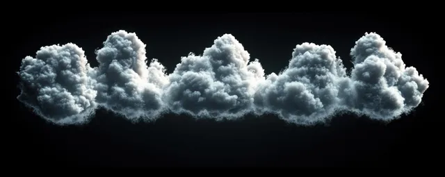 Cloud-like number digits glowing on a black background