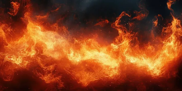 Blazing fire and glowing lava streaks swirling through smoky inferno background