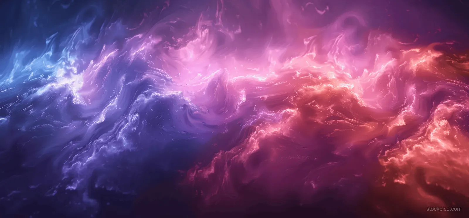 Dark blue and purple nebula glow gradient background with swirling clouds and textured noise.