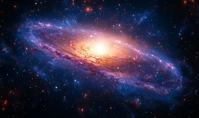 Glowing spiral galaxy with vibrant stars and cosmic dust swirling across deep space backdrop with Nebula Like Haze