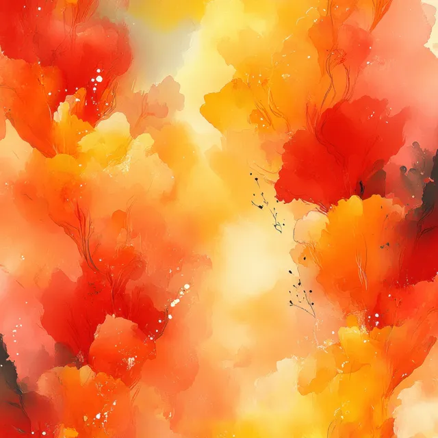 Abstract watercolor burst pattern with swirling brush strokes and warm orange-yellow splashes with Color Wash Textures