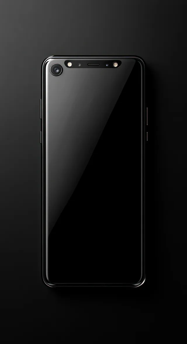 A black smartphone illustration with a blank screen centered on a white background.