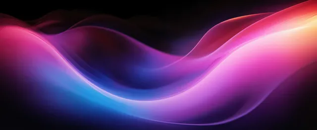Neon purple pink blue wave ribbon background with grainy glowing motion blur texture