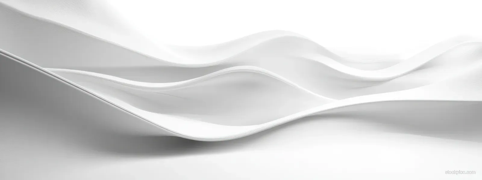 Minimalist white wave curves ripple across a dark background with soft highlights and layered depth.