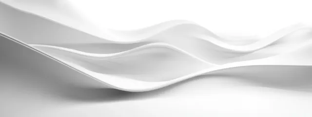 Minimalist white wave curves with smooth highlights creating depth in abstract digital backdrop