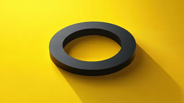 Black ring sign for finance concept, yellow background with long shadow