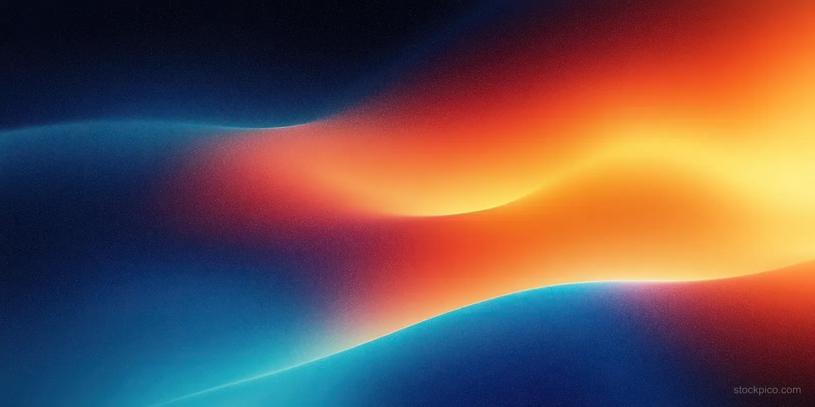 Flowing blue orange and teal gradient waves with dark grain texture and soft glowing blur.