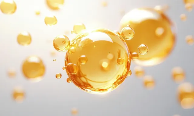Translucent yellow bubbles floating against a soft diffused light background.