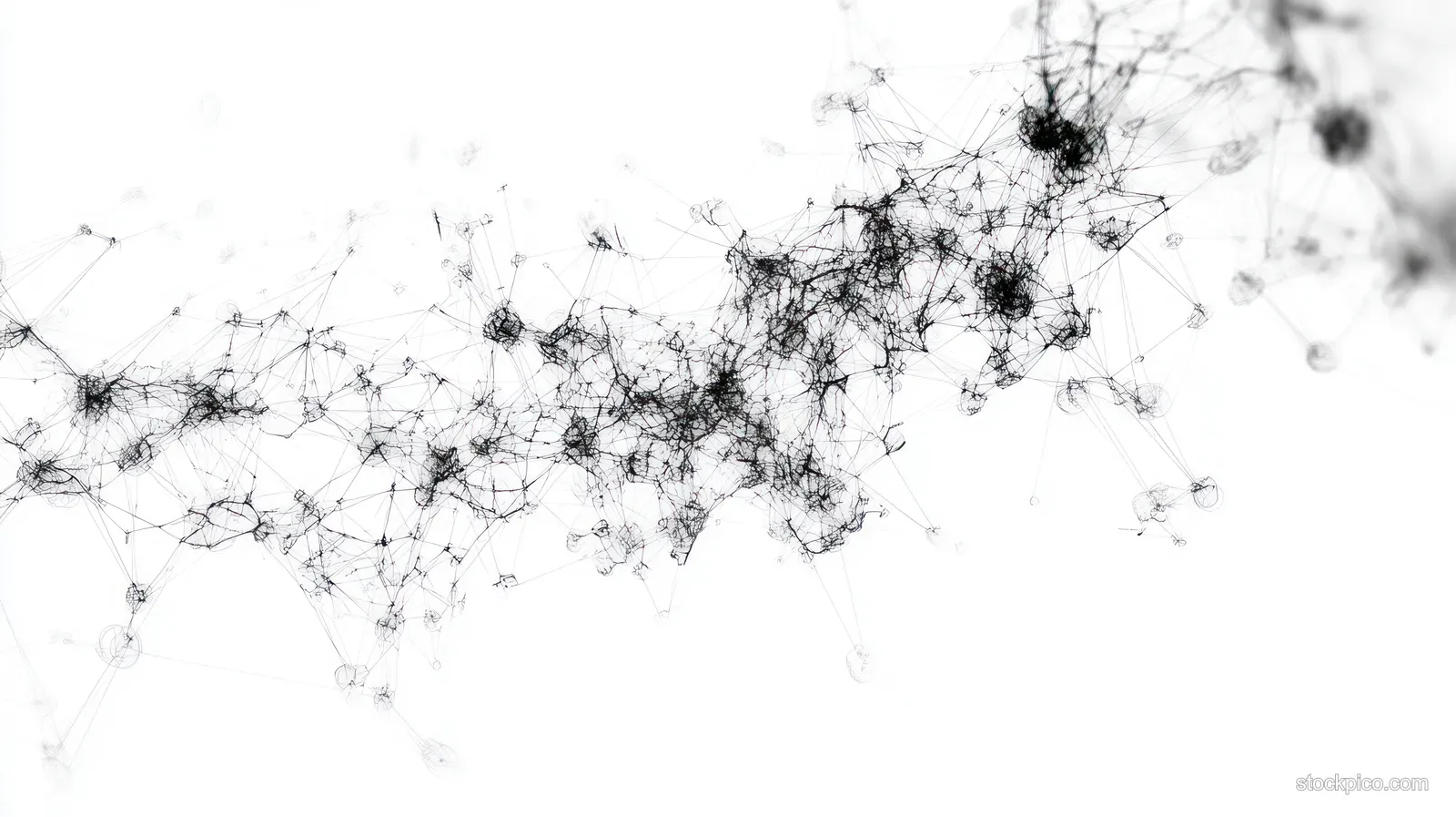 Abstract black lines and nodes spread across a white background forming a complex network.
