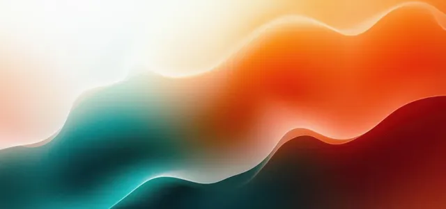 Teal and orange abstract gradient waves with soft grain texture