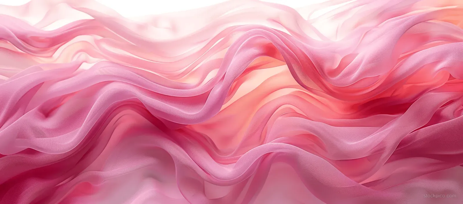 Pastel pink satin silk fabric fills the frame with smooth wavy folds and soft highlights.