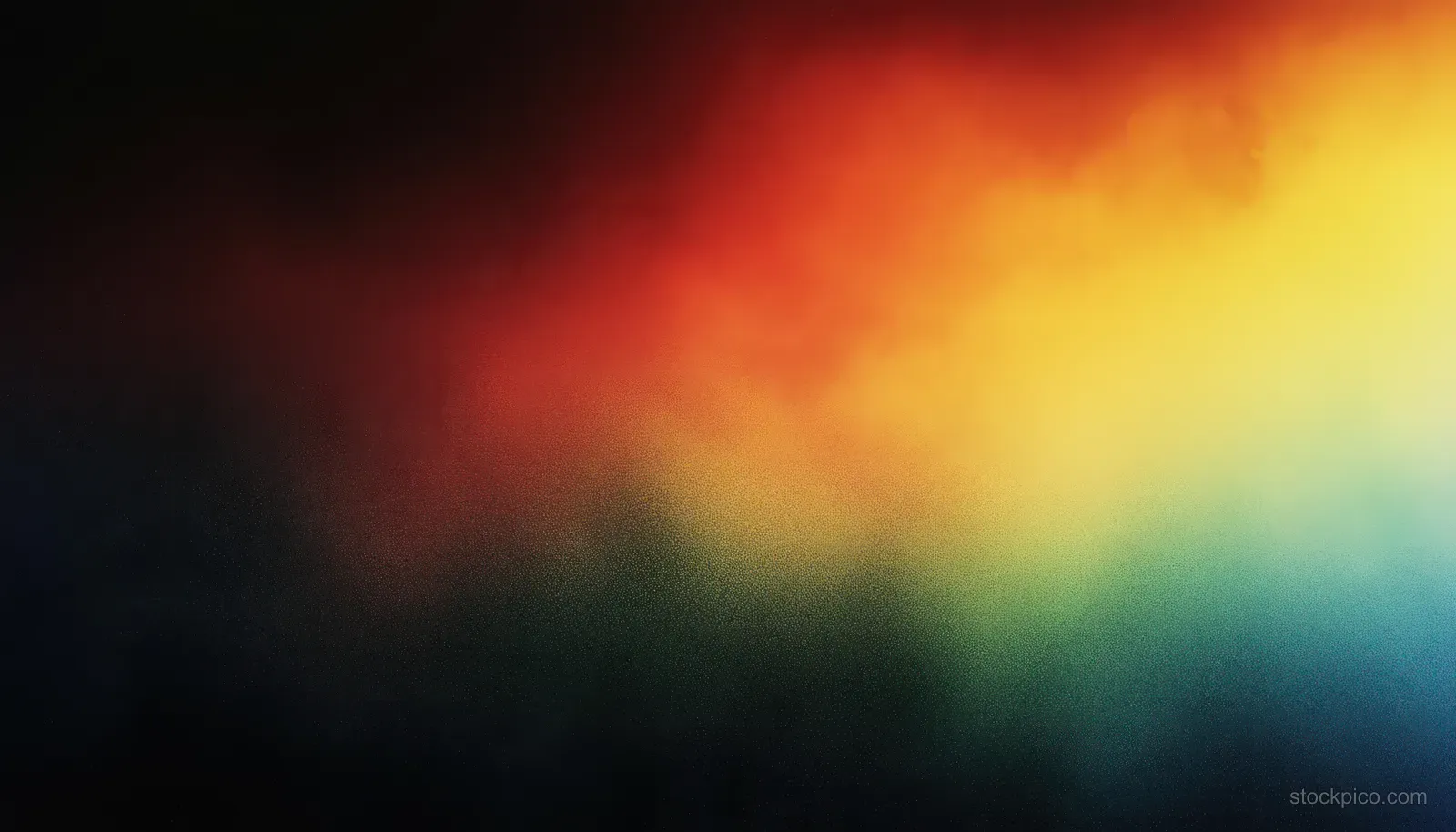 Abstract blurred gradient background blending orange, green, and blue glows with soft diffused lighting.