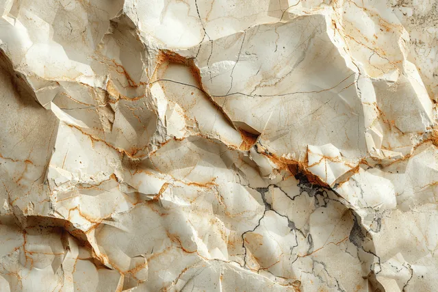 Cracked beige marble wall texture with cream stone pieces and warm brown veins.