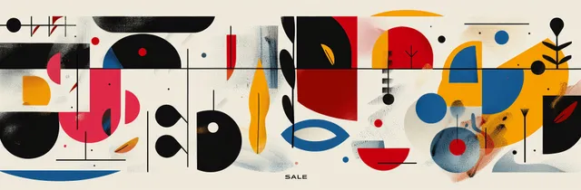 Abstract geometric shapes and lines with multicolor circles and triangles on a light background