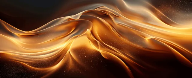 Golden abstract waves flowing across a dark elegant background