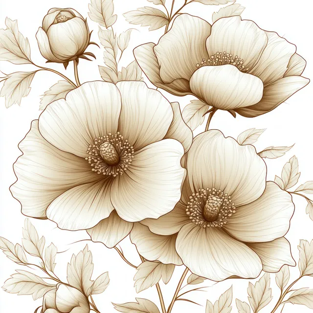 Vintage black and white floral arabesque seamless pattern with ornate blooms and swirls