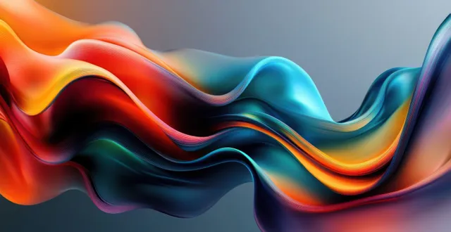 Vibrant abstract digital ribbon sculpture flowing across a dark gradient backdrop