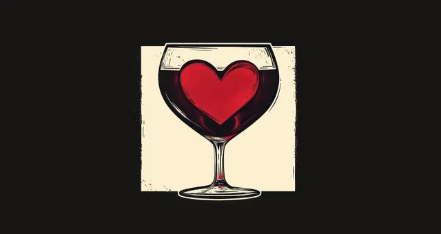 Porto love banner with wine glass heart, minimalist Portugal travel illustration