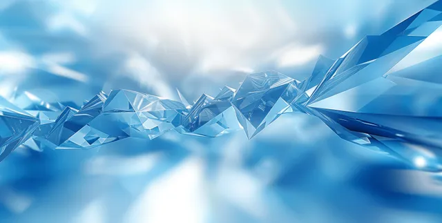Futuristic blue and white polygonal crystal shards forming a glowing abstract background