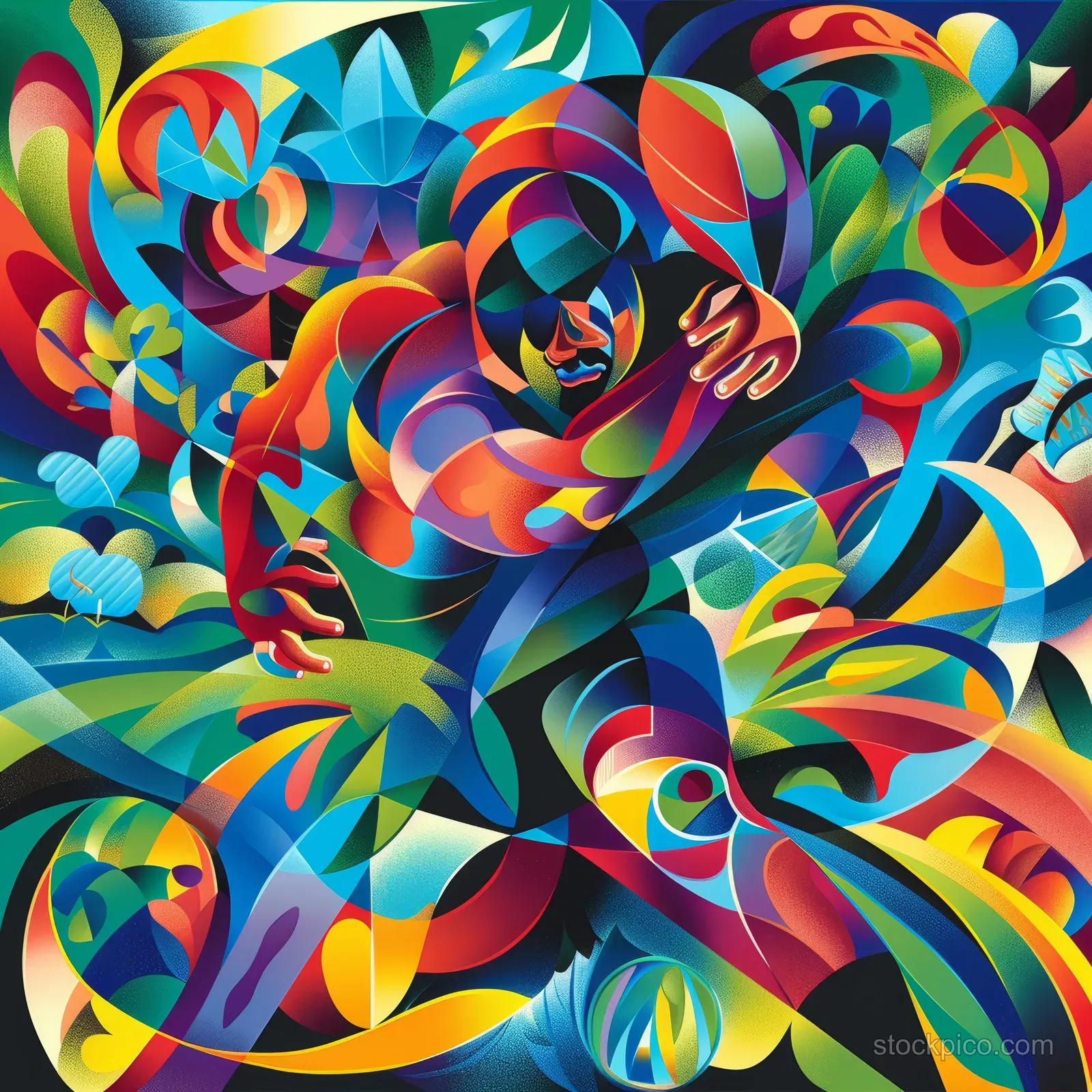 Illustrated Greco-Roman wrestler grappling in a vibrant Finland-inspired mural with swirling aurora colors.