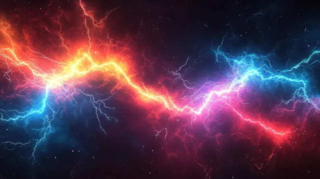 Colorful electric lightning streaks crackling across a dark abstract storm background