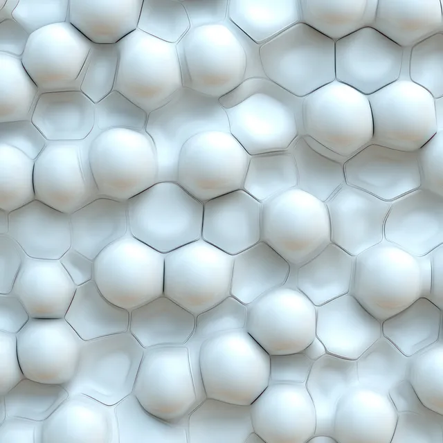 Close-up cellular bubbles form interconnected white network with soft light shadows