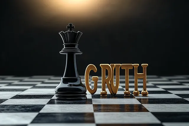 Black king chess piece stands on a chessboard beside gold “truth” letters