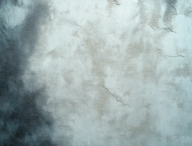 Close-up of cracked concrete wall texture with gray and white weathered staining