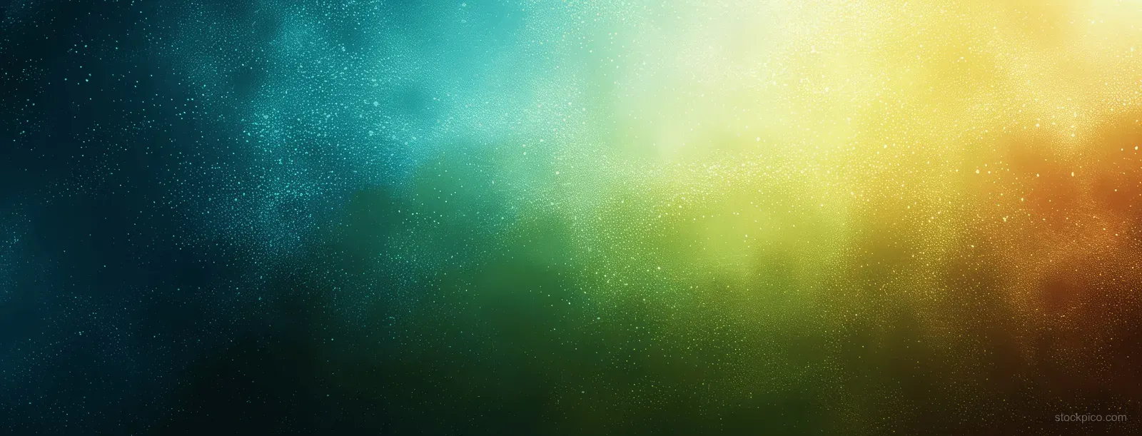 Teal to gold gradient background with grainy texture and soft glowing bokeh light spots.