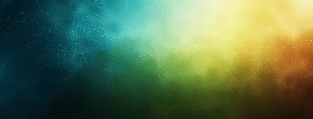 Teal to gold glowing gradient with grainy texture and soft bokeh lights