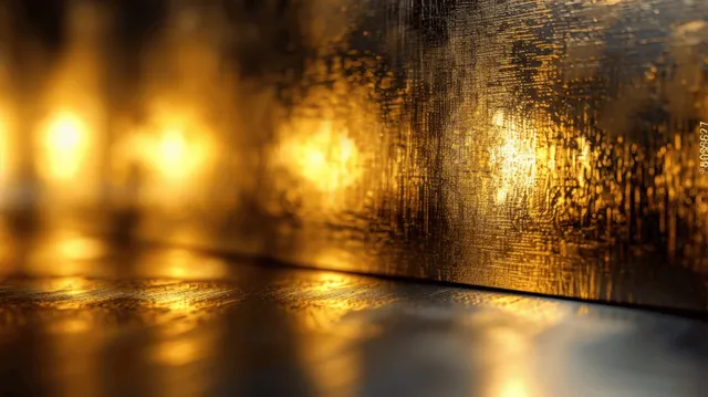 Gold gradient abstract background with shimmering silk-like texture and soft bokeh light