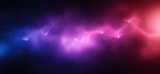Purple-blue gradient nebula glow with magenta highlights over a dark black background with soft grain.